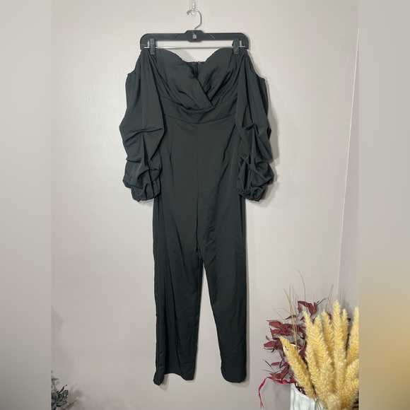 Fashion Nova Pants - Off Shoulder Black Jumpsuit